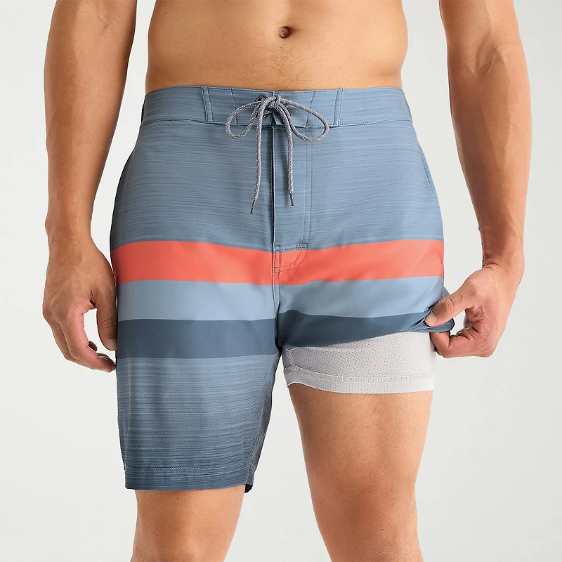 Free Country Seabreeze Stripe Mens 8" Striped Swim Trunks
