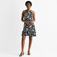 MSK Womens Round Neck Sleeveless Floral Shift Dress