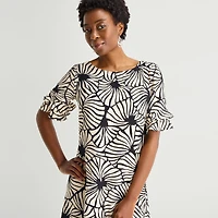 Perceptions Womens Round Neck Short Sleeve Abstract Shift Dress