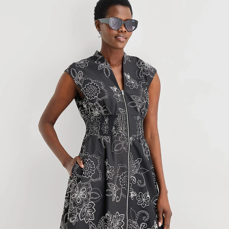 52seven Womens Midi V Neck Sleeveless Cap Floral Fit + Flare Dress