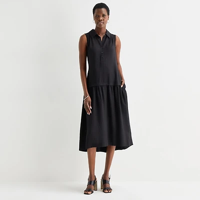52seven Womens Sleeveless Midi Drop Waist Dress