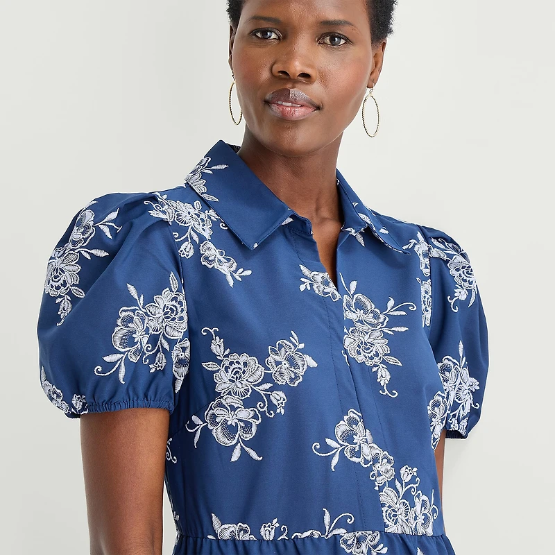 52seven Womens Midi Short Sleeve Floral Shift Dress