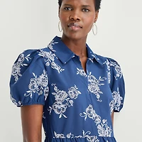 52seven Womens Midi Short Sleeve Floral Shift Dress