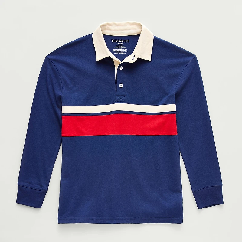 Thereabouts Little & Big Kid Boys Long Sleeve Regular Fit Spread Collar Rugby Shirt
