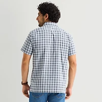Stafford Cool Tech Mens Short Sleeve Regular Fit Stretch Fabric Wrinkle Free Button-Down Shirt