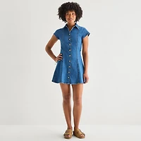 Arizona Womens Juniors Short Sleeve Sundress