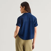 a.n.a Womens Short Sleeve Blouse