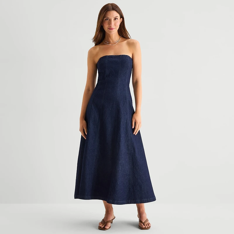 a.n.a Womens Midi Sleeveless A-Line Dress