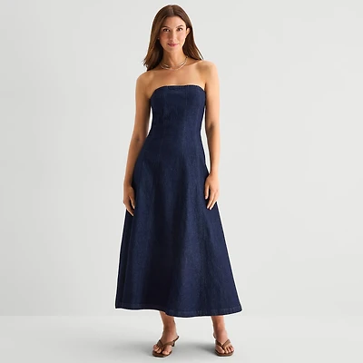 a.n.a Womens Midi Sleeveless A-Line Dress