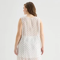 a.n.a Sheer Womens Plus Draped Neck Sleeveless Tank Top