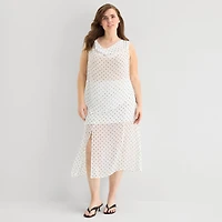 a.n.a Sheer Womens Plus Draped Neck Sleeveless Tank Top