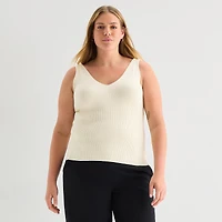 a.n.a Plus Womens V Neck Sleeveless Pullover Sweater