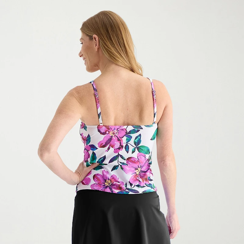 Liz Claiborne Womens Floral Tankini Swimsuit Top