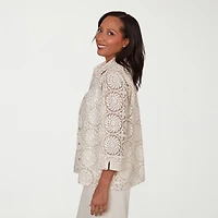 Alfred Dunner Natural Wonder Womens Crew Neck 3/4 Sleeve Blouse