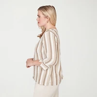 Alfred Dunner Natural Wonder Womens Crew Neck 3/4 Sleeve Blouse