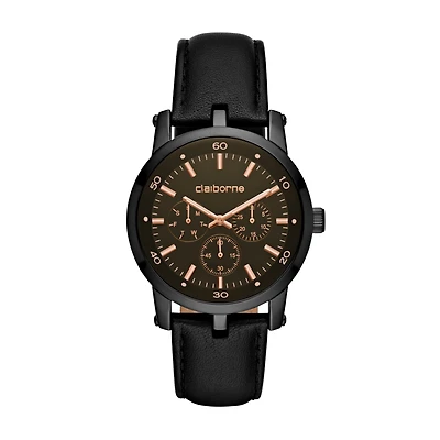 Liz Claiborne Mens Blue Leather Strap Watch Clm1217