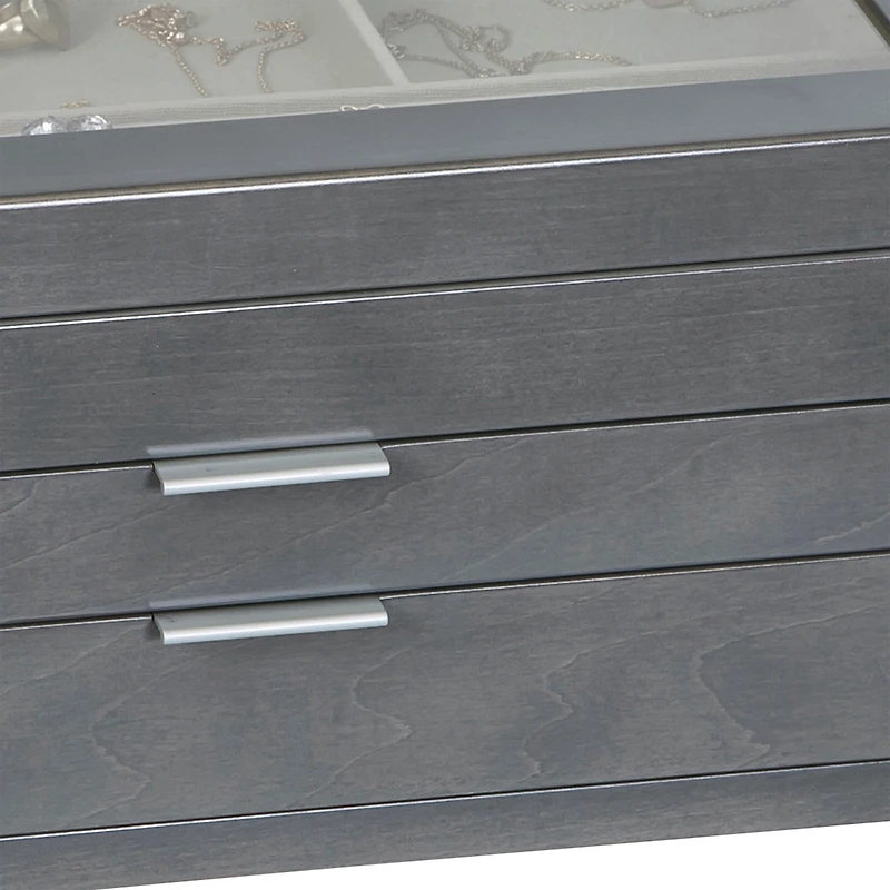 Mele and Co Misty Glass Top Grey Jewelry Box