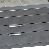 Mele and Co Misty Glass Top Grey Jewelry Box