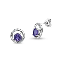 Genuine Purple Amethyst Sterling Silver 10mm Stud Earrings