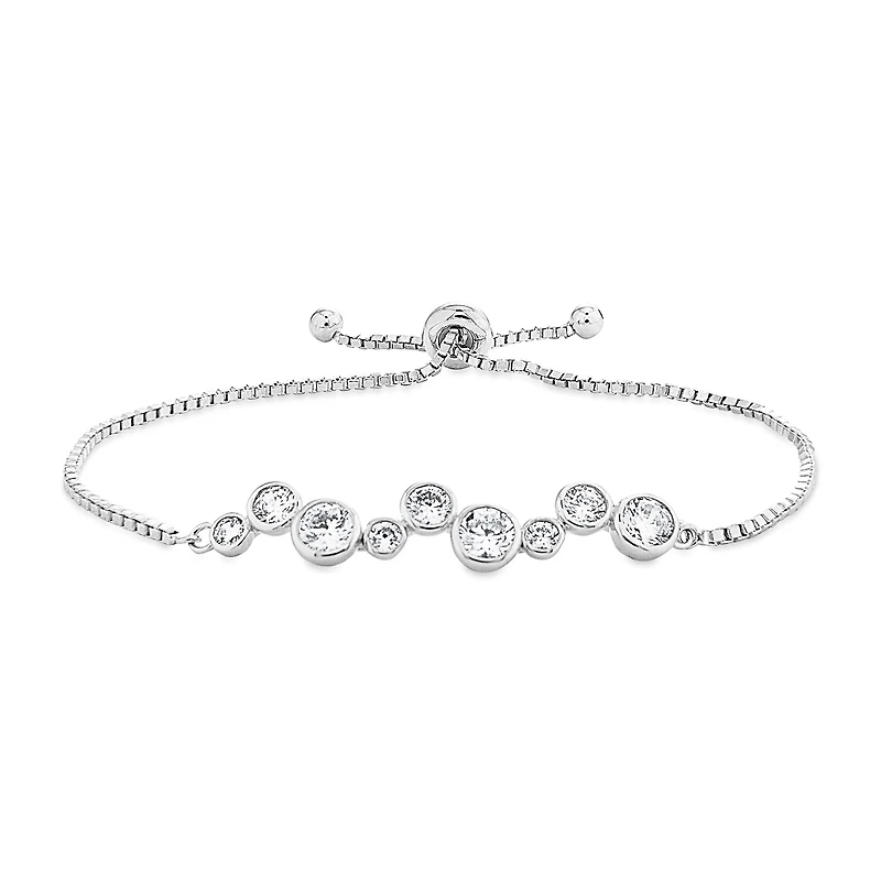 Womens 4 1/4 CT. T.W. Cubic Zirconia Sterling Silver Bolo Bracelet