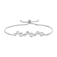 Womens 4 1/4 CT. T.W. Cubic Zirconia Sterling Silver Bolo Bracelet