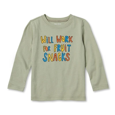 Okie Dokie Toddler & Little Boys Crew Neck Long Sleeve Regular Fit Graphic T-Shirt