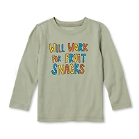 Okie Dokie Toddler & Little Boys Crew Neck Long Sleeve Regular Fit Graphic T-Shirt