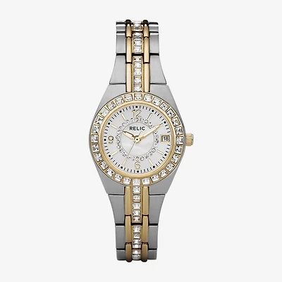 Relic By Fossil Relic Womens Two Tone Bracelet Watch Zr11775