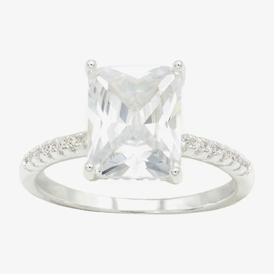 Sparkle Allure Womens Cubic Zirconia Pure Silver Over Brass Engagement Ring