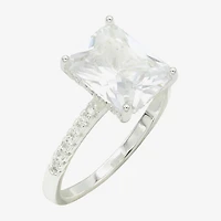 Sparkle Allure Womens Cubic Zirconia Pure Silver Over Brass Engagement Ring