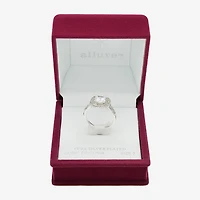 Sparkle Allure Womens Cubic Zirconia Pure Silver Over Brass Halo Engagement Ring