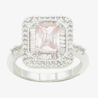Sparkle Allure Womens Crystal Pure Silver Over Brass Halo Cocktail Ring