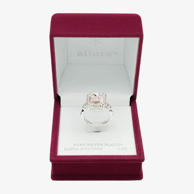 Sparkle Allure Womens Crystal Pure Silver Over Brass Halo Cocktail Ring