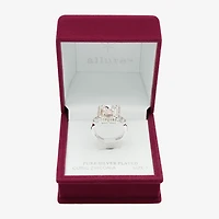 Sparkle Allure Womens Crystal Pure Silver Over Brass Halo Cocktail Ring