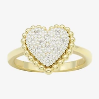 Sparkle Allure Womens Cubic Zirconia 14K Gold Over Brass Pure Silver Heart Cocktail Ring