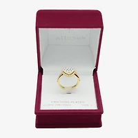 Sparkle Allure Womens Cubic Zirconia 14K Gold Over Brass Pure Silver Heart Cocktail Ring