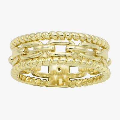 Sparkle Allure Stack Link Womens 7MM 14K Gold Over Brass Band