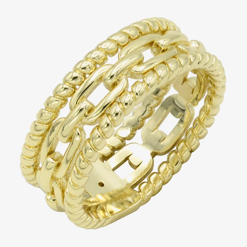 Sparkle Allure Stack Link Womens 7MM 14K Gold Over Brass Band