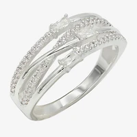 Sparkle Allure Womens 2.5MM Cubic Zirconia Pure Silver Over Brass Crossover Band