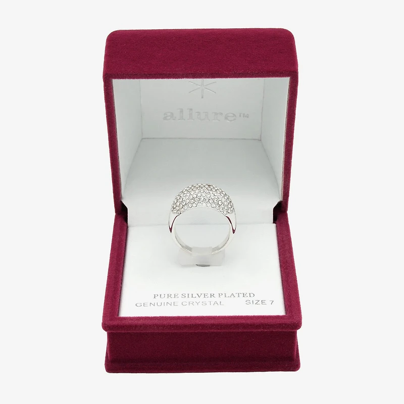 Sparkle Allure Dome Womens 3.5MM Crystal Pure Silver Over Brass Cluster Band