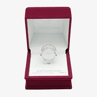 Sparkle Allure Dome Womens 3.5MM Crystal Pure Silver Over Brass Cluster Band