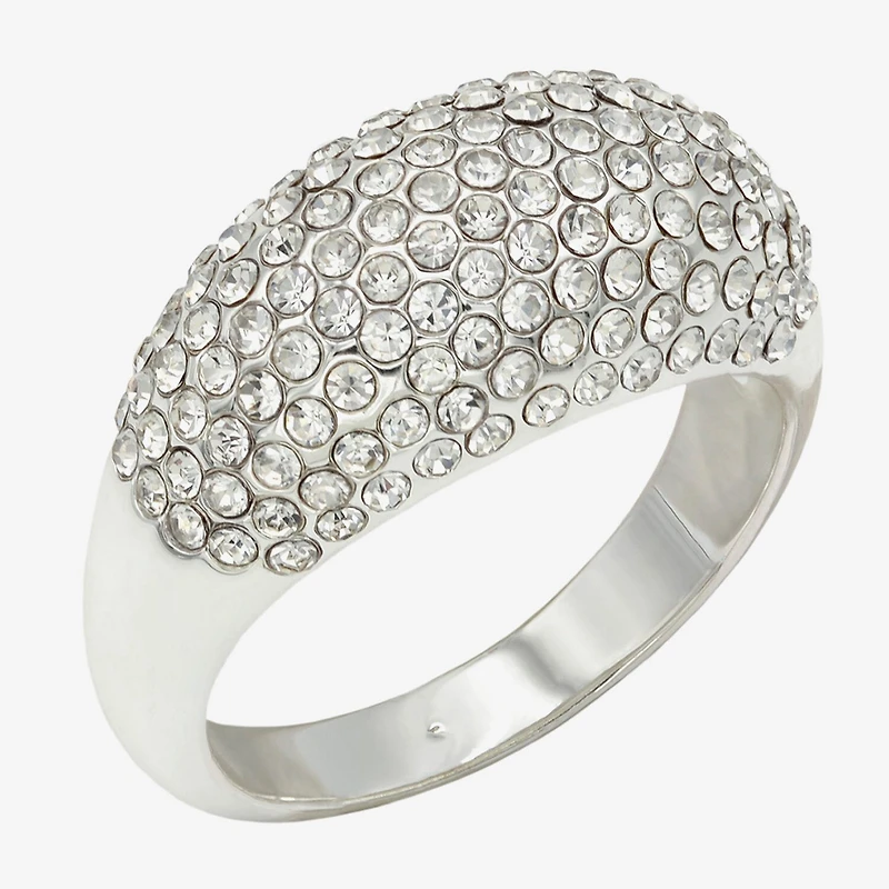 Sparkle Allure Dome Womens 3.5MM Crystal Pure Silver Over Brass Cluster Band