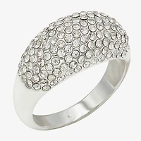 Sparkle Allure Dome Womens 3.5MM Crystal Pure Silver Over Brass Cluster Band