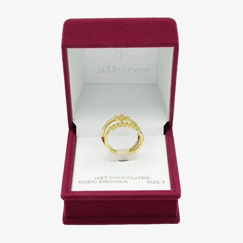 Sparkle Allure Womens Cubic Zirconia 14K Gold Over Brass Cross Ring Set