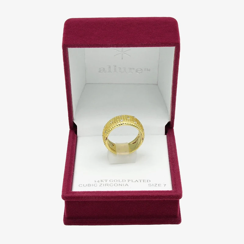 Sparkle Allure Dome Womens 9.5MM Cubic Zirconia 14K Gold Over Brass Band