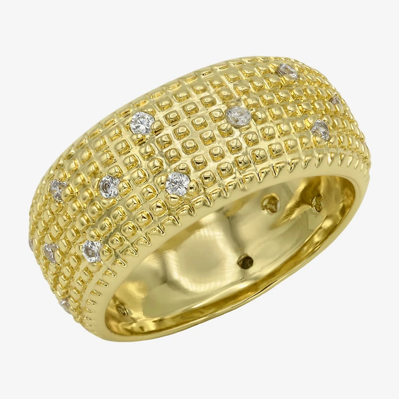 Sparkle Allure Dome Womens 9.5MM Cubic Zirconia 14K Gold Over Brass Band