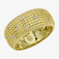Sparkle Allure Dome Womens 9.5MM Cubic Zirconia 14K Gold Over Brass Band