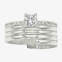 Sparkle Allure Womens Cubic Zirconia Pure Silver Over Brass Round Engagement Ring