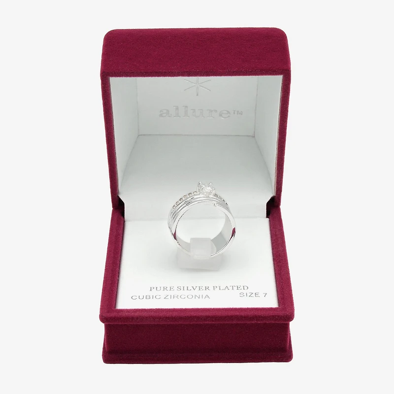 Sparkle Allure Womens Cubic Zirconia Pure Silver Over Brass Round Engagement Ring