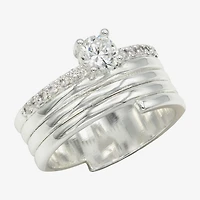Sparkle Allure Womens Cubic Zirconia Pure Silver Over Brass Round Engagement Ring